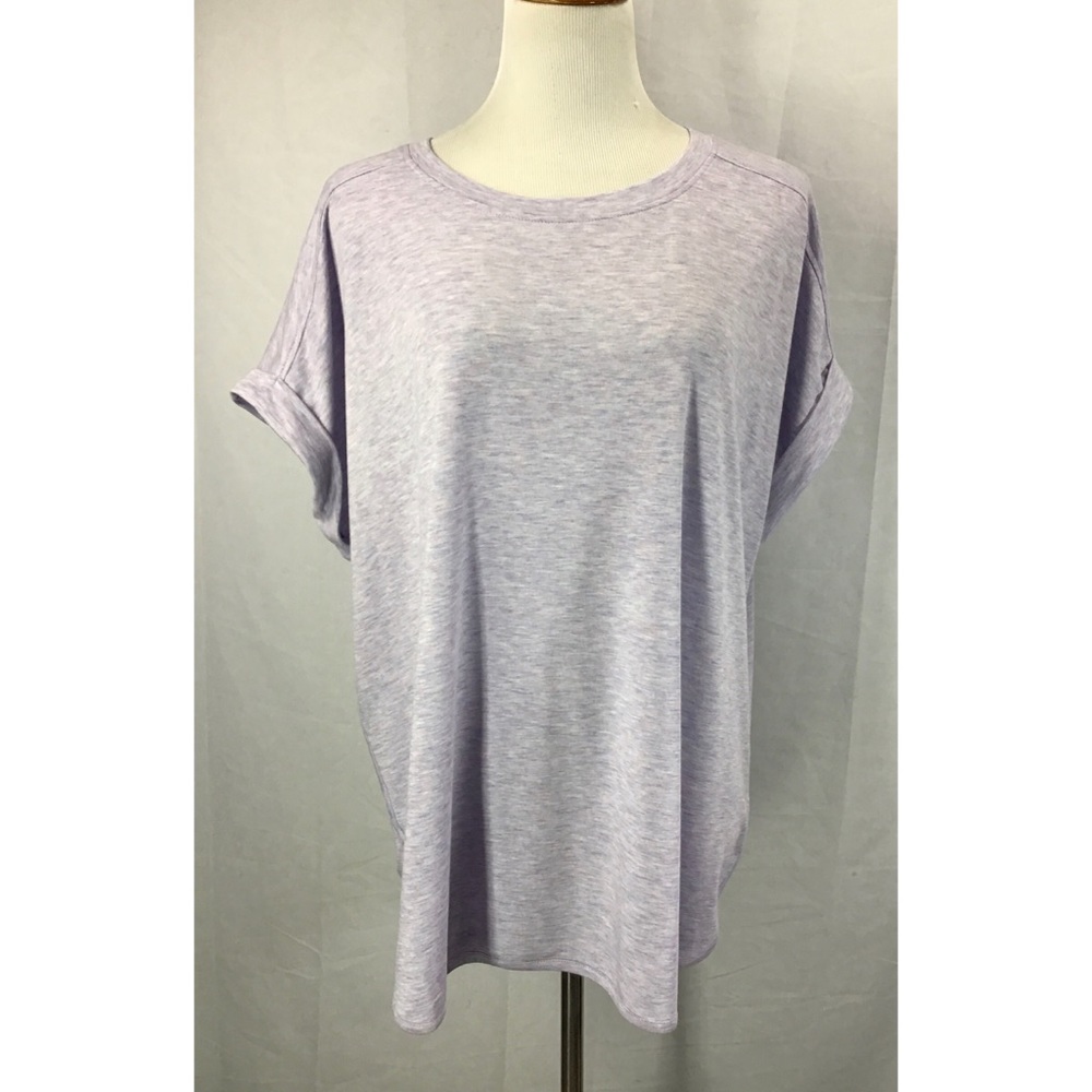 Cupio Lavender Short Rolled Sleeves Rounded Hem